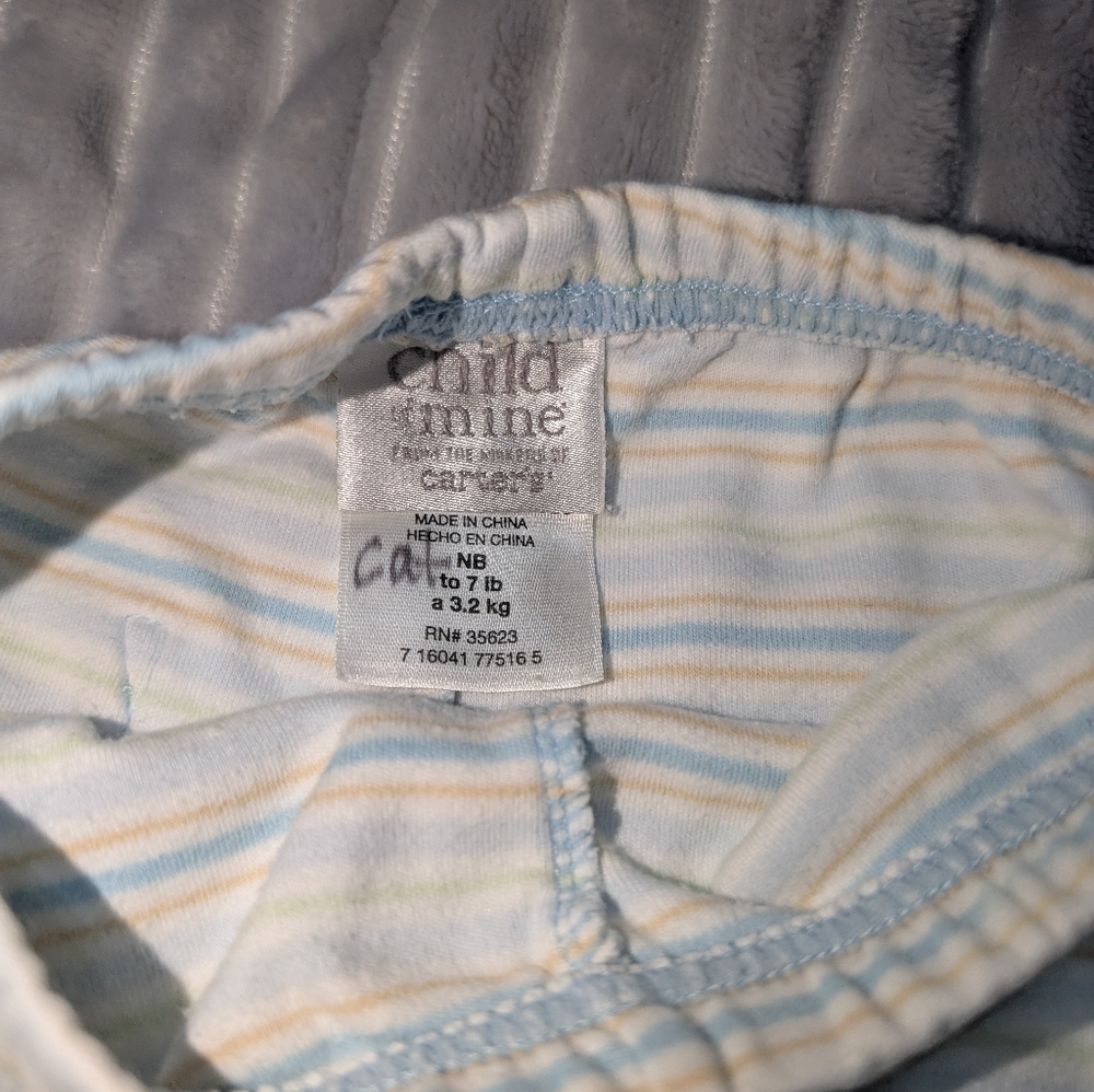 Child of Mine Baby Onesie - Blue and White Stripes